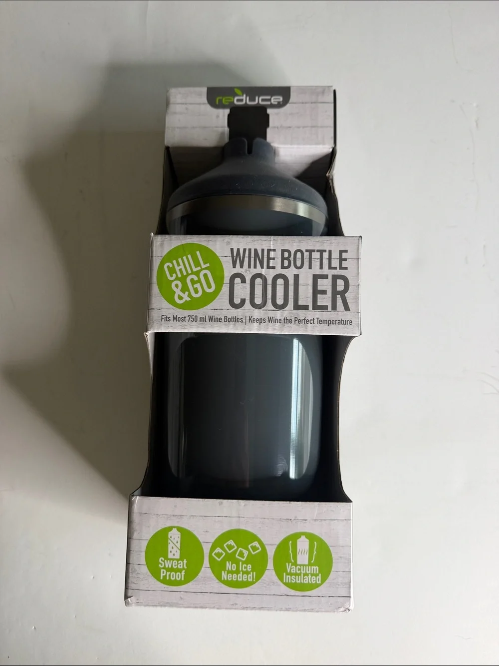Chill & Go Wine Bottle Cooler - Gray New In Box
